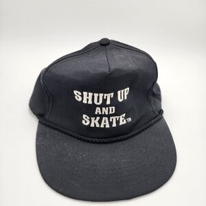 Vintage Adjustable Black Shut Up and Skate Trucker Cap